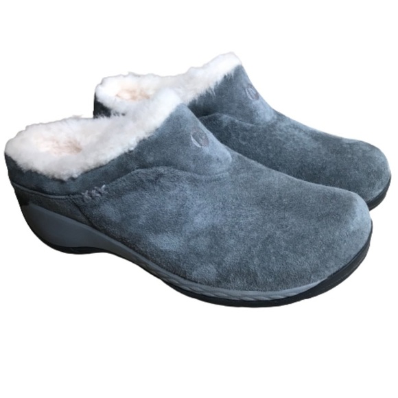 Merrell Shoes - Merrell Q2 Encore Ice Slides Shearling Lined Clogs Slip On Suede Leather Grey 8